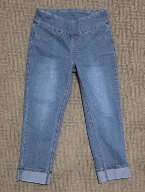 Multiples Slim Sation Medium Blue Pull-On Cropped Jeans